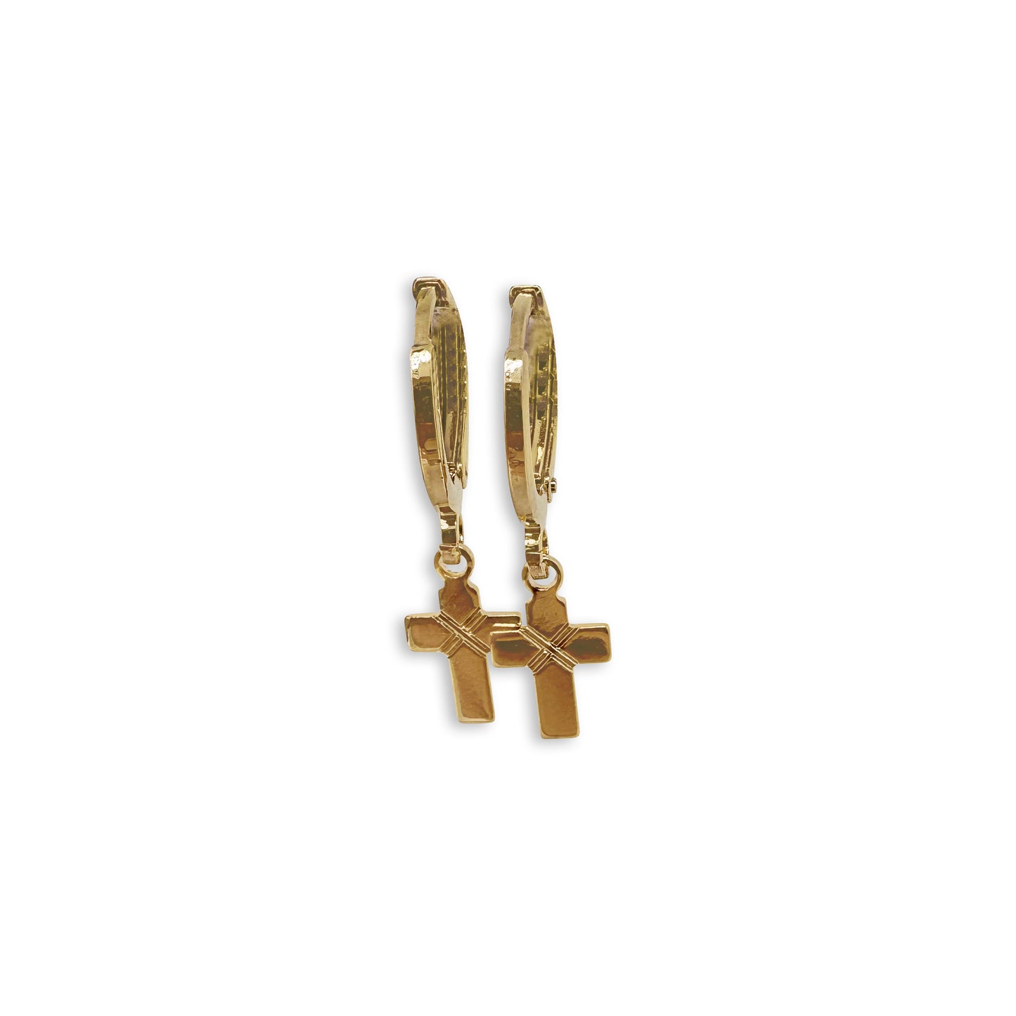 Gold Cross hoop earrings