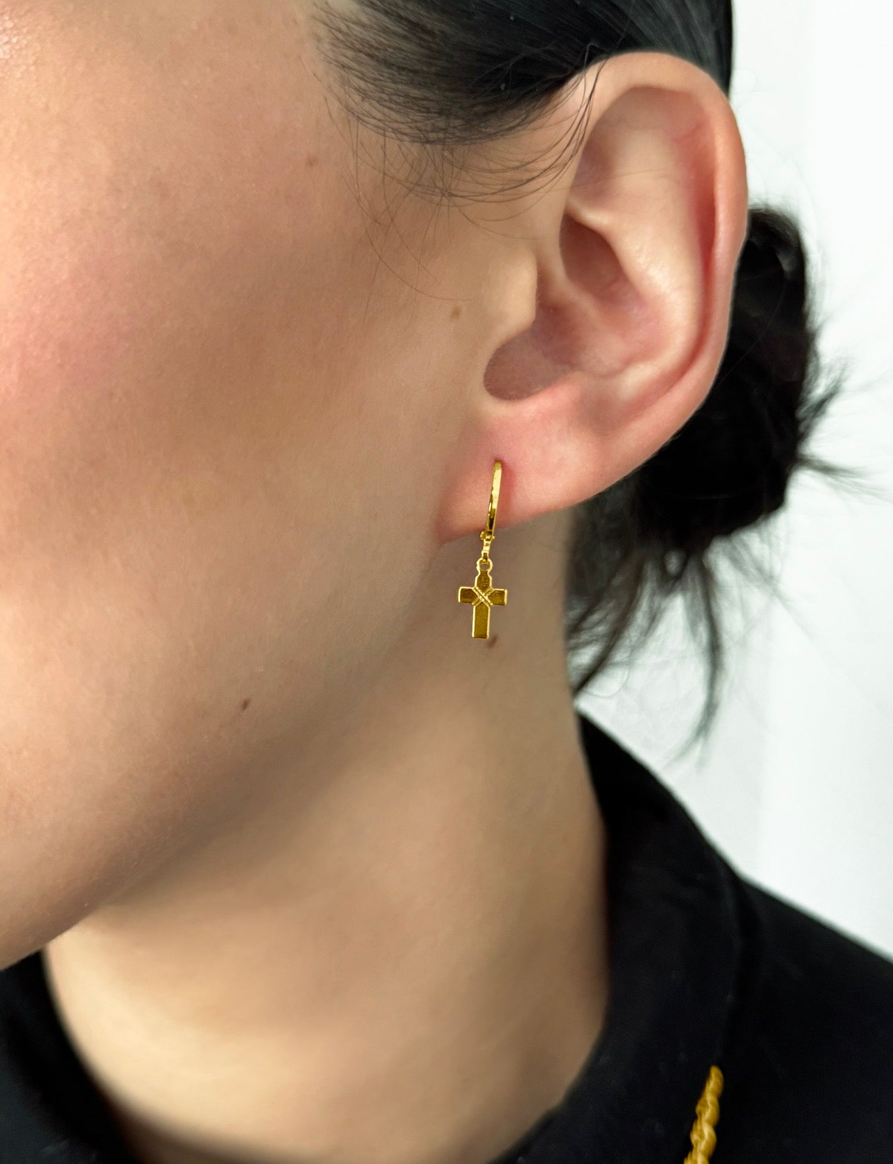 Gold Cross hoop earrings